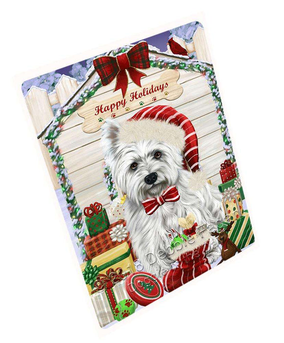 Happy Holidays Christmas West Highland Terrier Dog House with Presents Large Refrigerator / Dishwasher Magnet RMAG69708