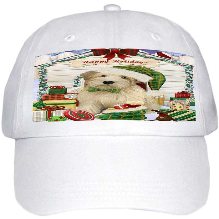 Happy Holidays Christmas Wheaten Terrier Dog With Presents Ball Hat Cap HAT61815