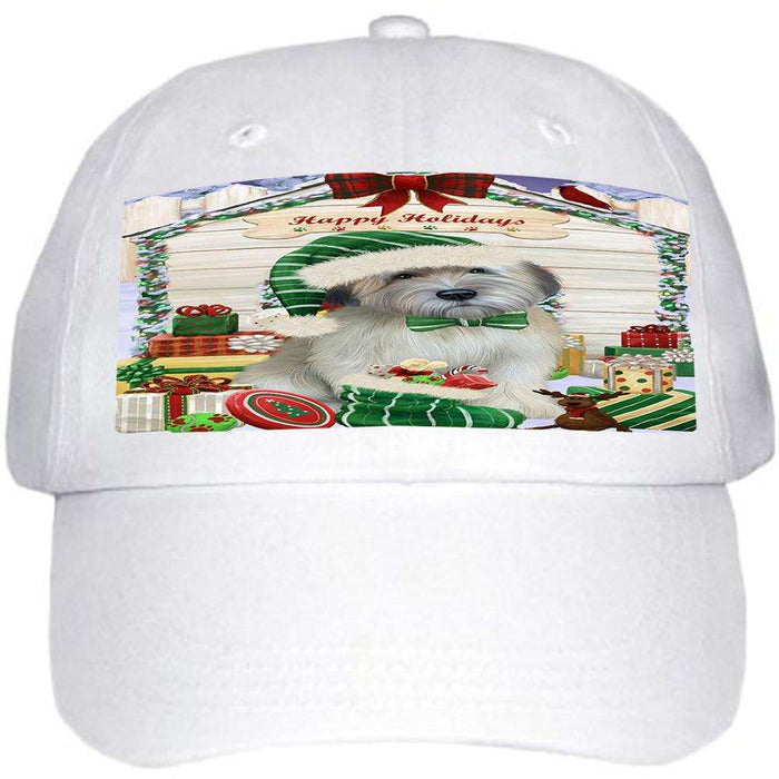 Happy Holidays Christmas Wheaten Terrier Dog With Presents Ball Hat Cap HAT61818