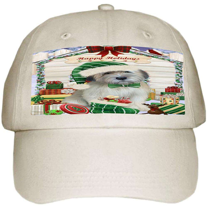 Happy Holidays Christmas Wheaten Terrier Dog With Presents Ball Hat Cap HAT61818