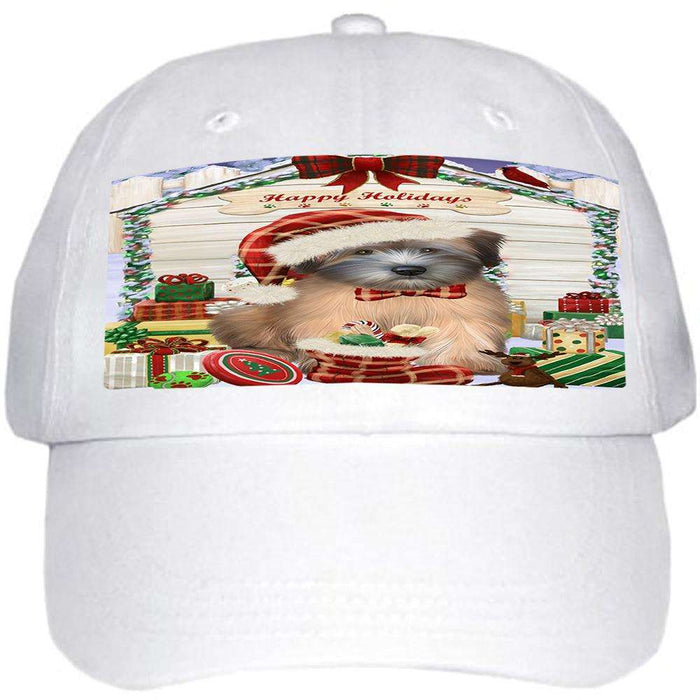 Happy Holidays Christmas Wheaten Terrier Dog With Presents Ball Hat Cap HAT61821