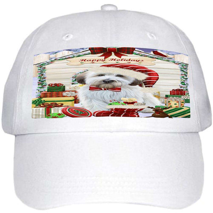 Happy Holidays Christmas Wheaten Terrier Dog With Presents Ball Hat Cap HAT61824