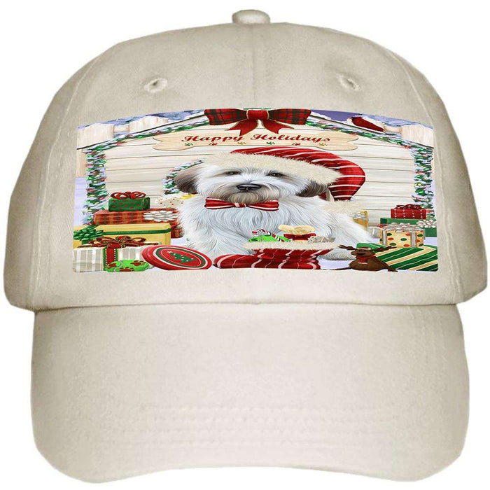 Happy Holidays Christmas Wheaten Terrier Dog With Presents Ball Hat Cap HAT61824