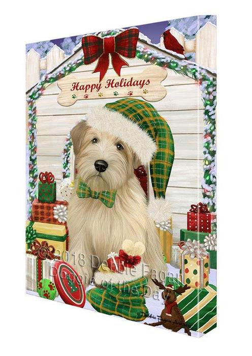 Happy Holidays Christmas Wheaten Terrier Dog With Presents Canvas Print Wall Art Décor CVS91043