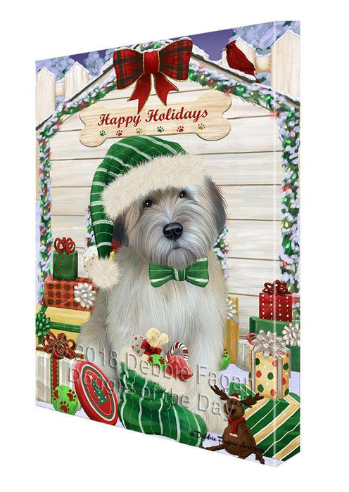 Happy Holidays Christmas Wheaten Terrier Dog With Presents Canvas Print Wall Art Décor CVS91052