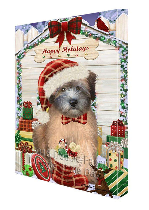 Happy Holidays Christmas Wheaten Terrier Dog With Presents Canvas Print Wall Art Décor CVS91061