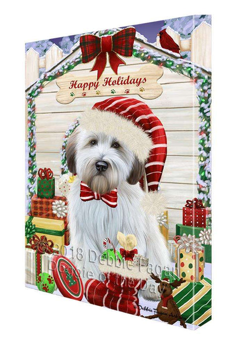 Happy Holidays Christmas Wheaten Terrier Dog With Presents Canvas Print Wall Art Décor CVS91070