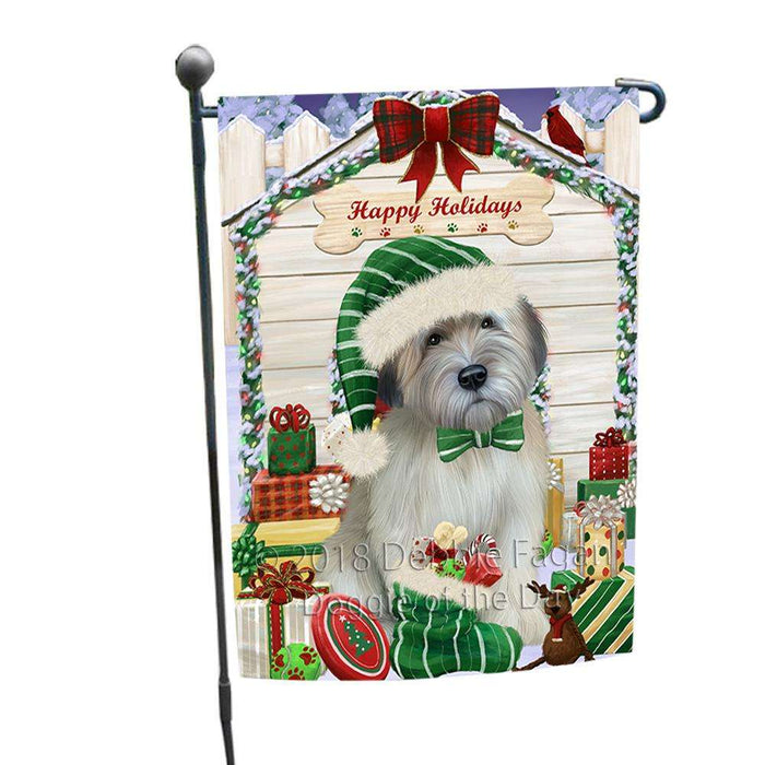 Happy Holidays Christmas Wheaten Terrier Dog With Presents Garden Flag GFLG52640