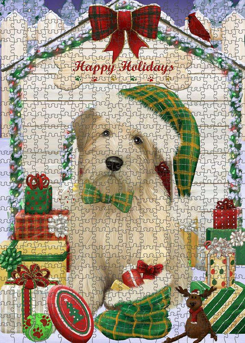 Happy Holidays Christmas Wheaten Terrier Dog With Presents Puzzle with Photo Tin PUZL62013