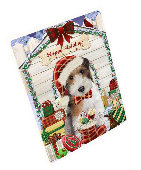 Happy Holidays Christmas Wire Fox Terrier Dog With Presents Blanket BLNKT90588
