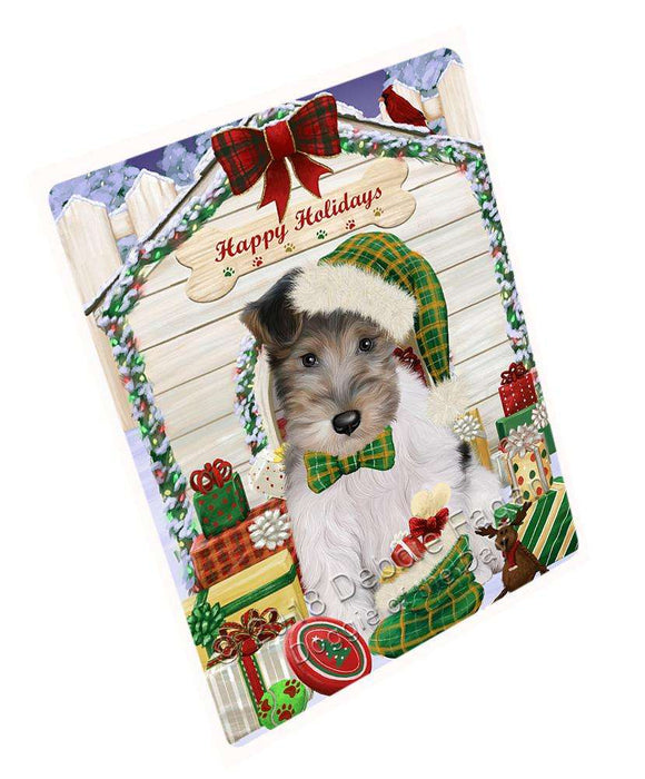 Happy Holidays Christmas Wire Fox Terrier Dog With Presents Magnet Mini (3.5" x 2") MAG62187