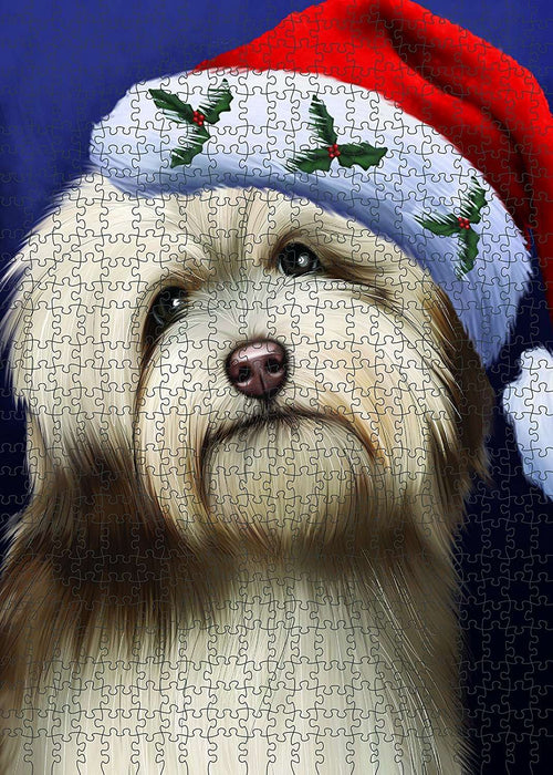 Happy Holidays Havanese Dog Portrait Head Christmas Puzzle with Photo Tin PUZL921