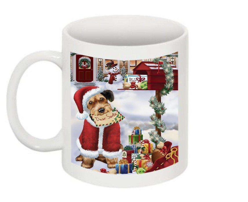 Happy Holidays Mailbox Airedale Dog Christmas Mug CMG0072
