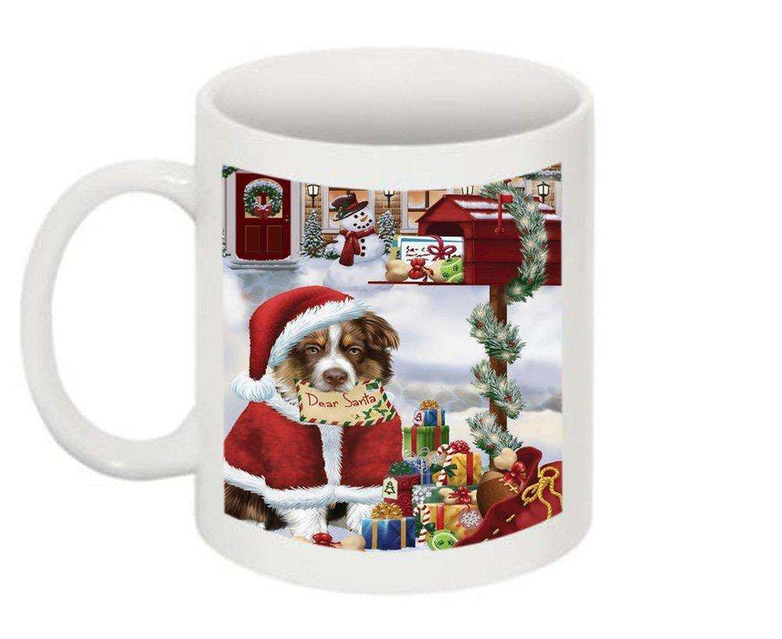 Happy Holidays Mailbox Australian Shepherd Dog Christmas Mug CMG0077