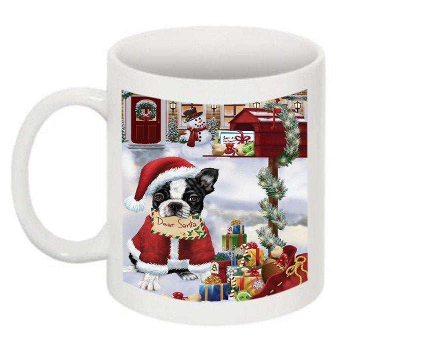 Happy Holidays Mailbox Boston Terrier Dog Christmas Mug CMG0084