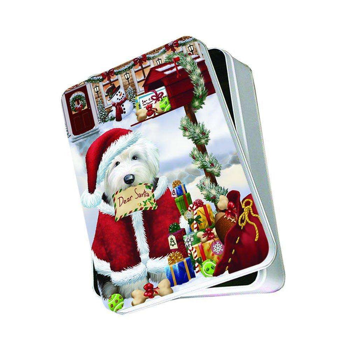 Happy Holidays Mailbox Old English Sheepdog Christmas Photo Storage Tin PTIN0023