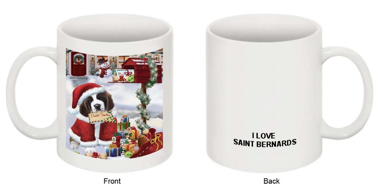 Happy Holidays Mailbox Saint Bernard Dog Christmas Mug CMG0112