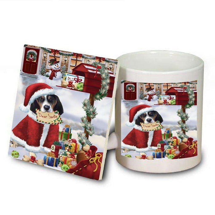 Happy Holidays Mailbox Treeing Walker Coonhound Dog Christmas Mug and Coaster Set MUC0026