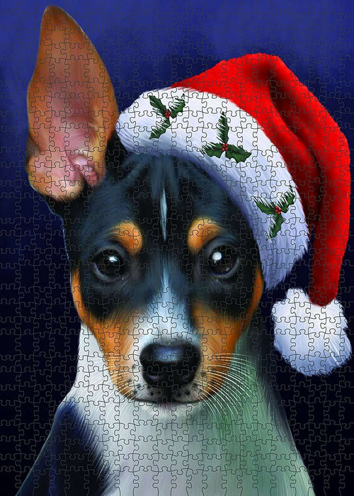 Happy Holidays Rat Terrier Dog Portrait Head Christmas Puzzle  PUZL927