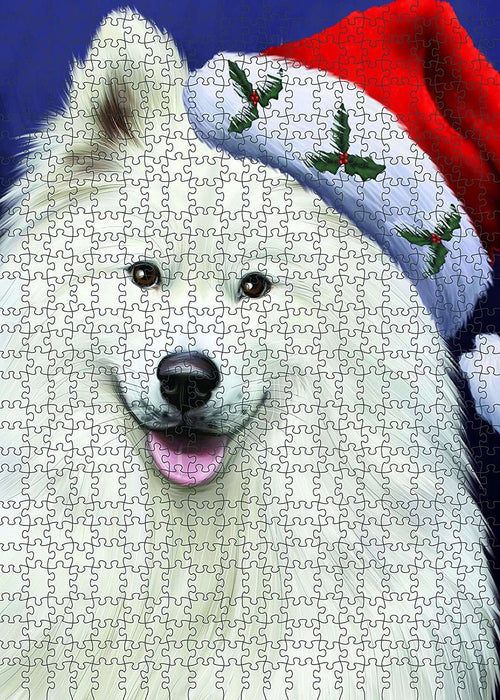 Happy Holidays Samoyed Dog Portrait Head Christmas Puzzle with Photo Tin PUZL930