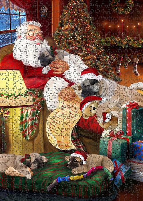 Happy Holidays Santa Sleeping with Anatolian Shepherd Dog Christmas Puzzle with Photo Tin PUZL1023