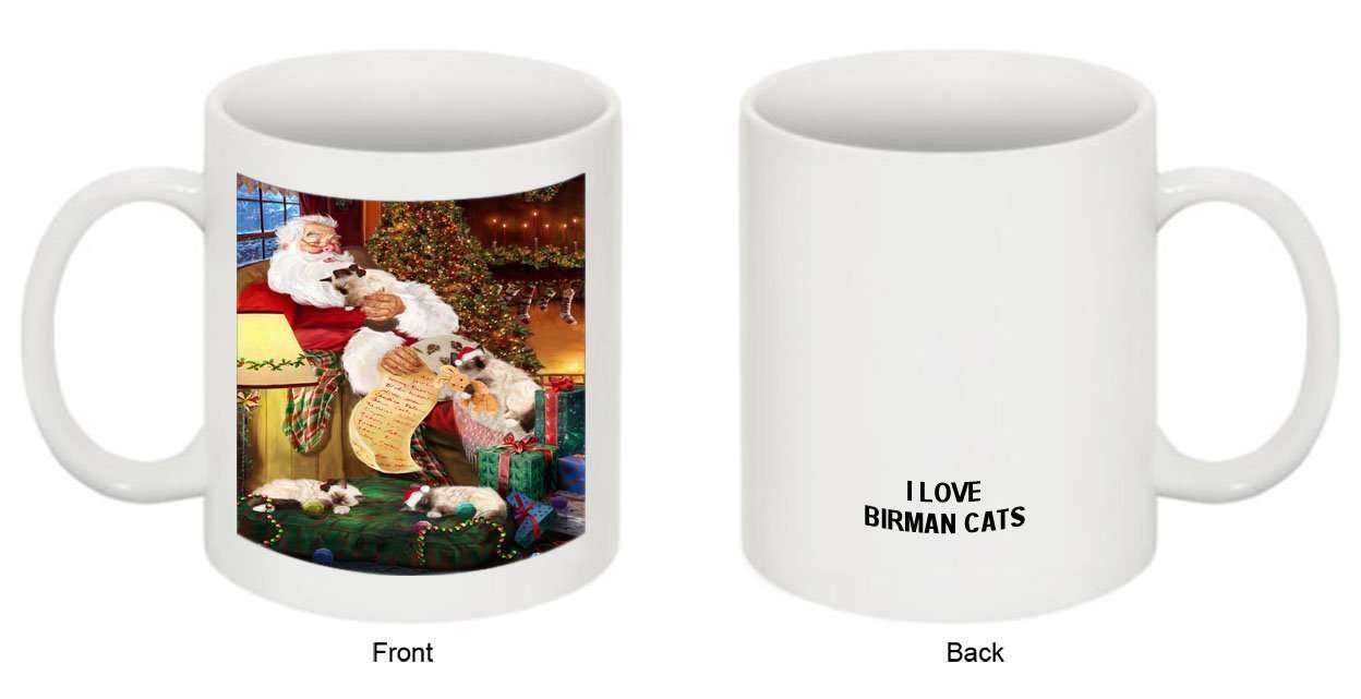 Happy Holidays Santa Sleeping with Birman Cat Christmas Mug CMG0003