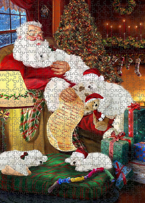 Happy Holidays Santa Sleeping with Bolognese Dog Christmas Puzzle with Photo Tin PUZL1035