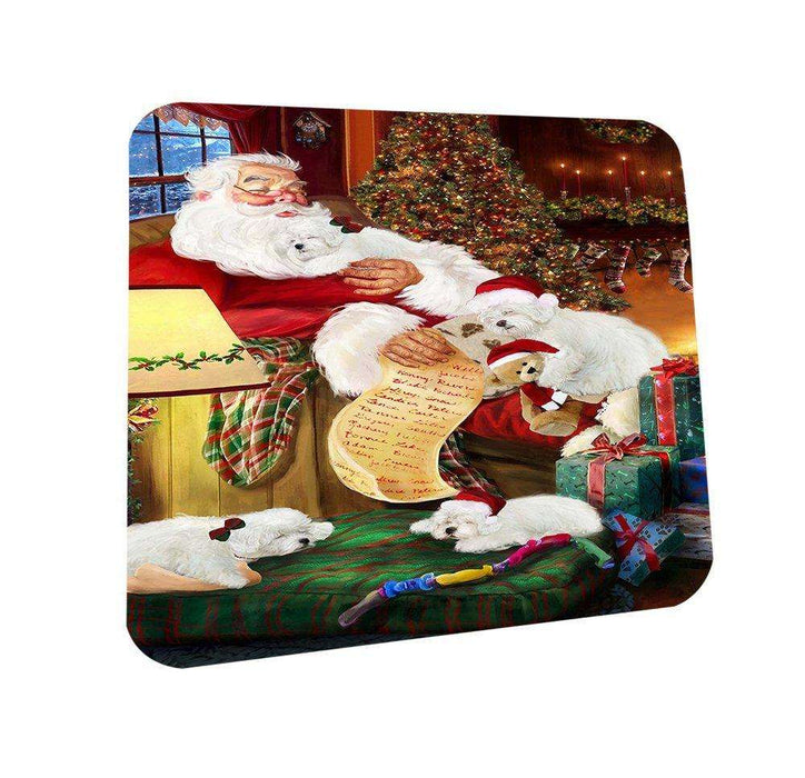 Happy Holidays Santa Sleeping with Bolognese Dogs Christmas Coasters CST005 (Set of 4)