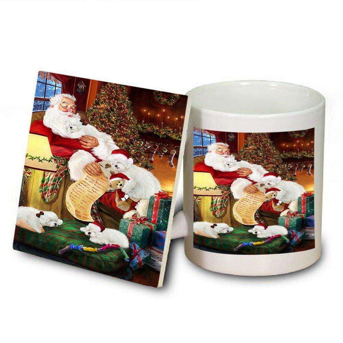 Happy Holidays Santa Sleeping with Bolognese Dogs Christmas Mug and Coaster Set MUC0005