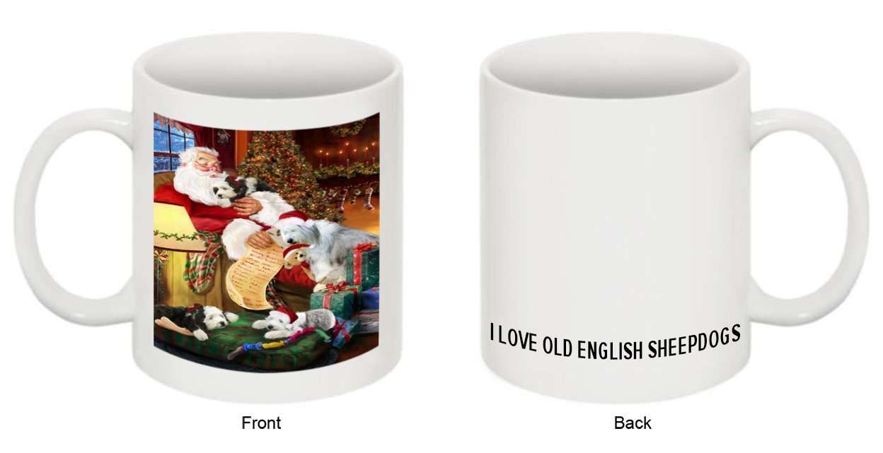 Happy Holidays Santa Sleeping with Old English Sheepdog Christmas Mug CMG0007