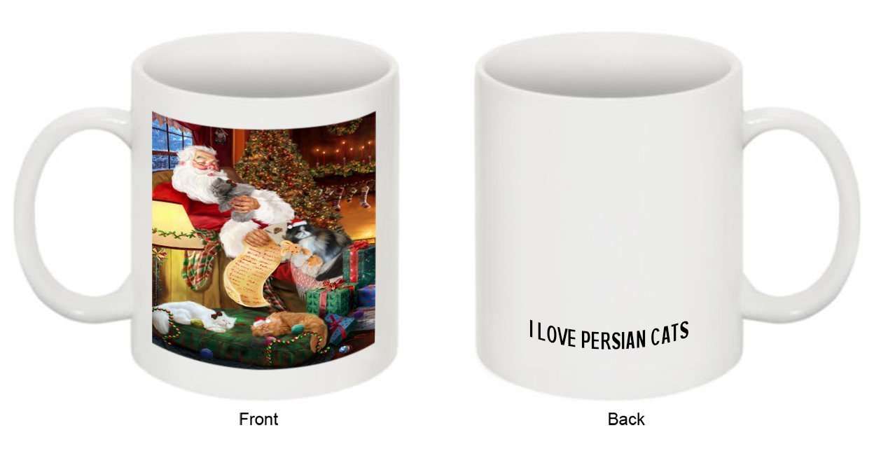 Happy Holidays Santa Sleeping with Persian Cat Christmas Mug CMG0008