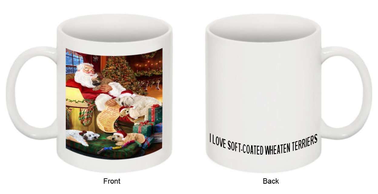 Happy Holidays Santa Sleeping with Soft-coated Wheaten Terrier Dog Christmas Mug CMG0010