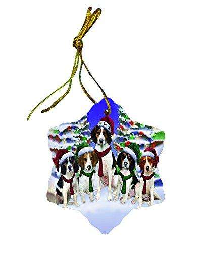 Happy Holidays Treeing Walker Coonhound Dog Tree and Presents Christmas Star Porcelain Ornament POR2334