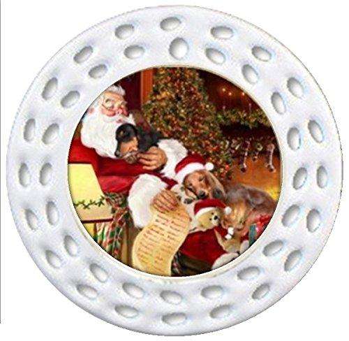 Happy Holidays w Santa Sleeping Christmas Dachshund Dogs Ornament