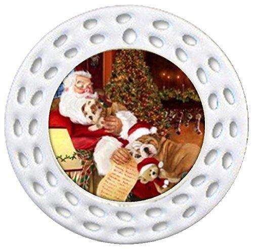 Happy Holidays w Santa Sleeping w Christmas Bulldog Dogs Holiday Ornament