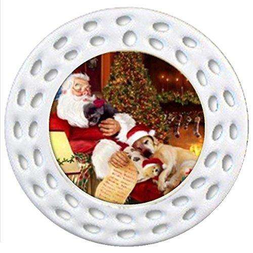 Happy Holidays w Santa Sleeping w Christmas Labrador Dogs Holiday Ornament