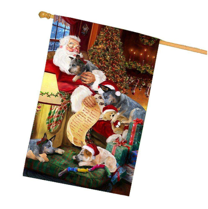 Happy Holidays with Santa Sleeping with Australian Cattle Dog Dogs Christmas House Flag