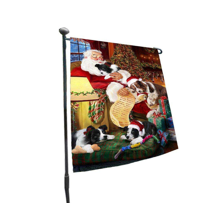 Happy Holidays with Santa Sleeping with Border Collie Dogs Christmas Garden Flag