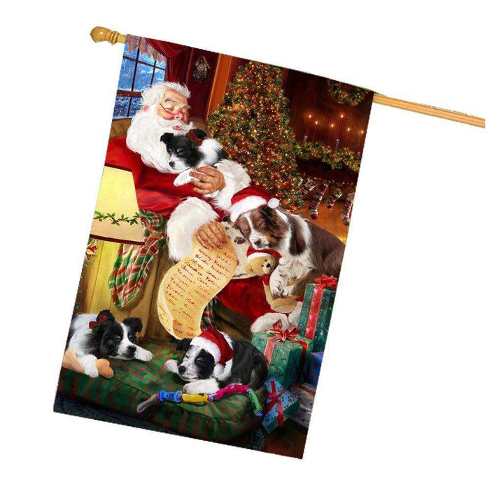 Happy Holidays with Santa Sleeping with Border Collie Dogs Christmas House Flag
