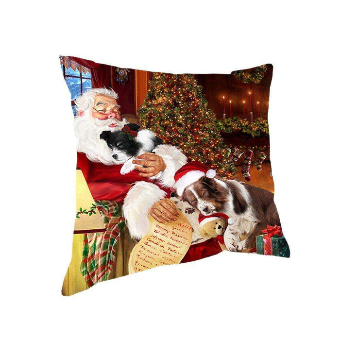 Happy Holidays with Santa Sleeping with Border Collie Dogs Christmas Pillow
