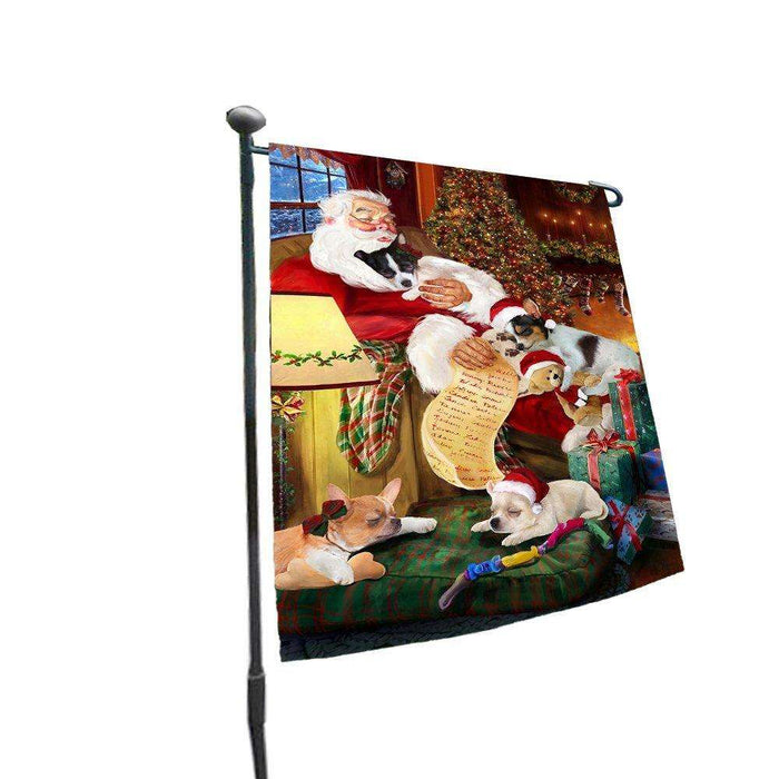 Happy Holidays with Santa Sleeping with Chihuahua Dogs Christmas Garden Flag