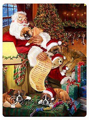Happy Holidays with Santa Sleeping with Christmas Boxer Dogs Tempered Cutting Board