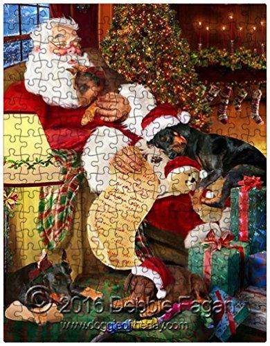 Happy Holidays with Santa Sleeping with Christmas Doberman Dogs 300 Pc. Puzzle with Photo Tin
