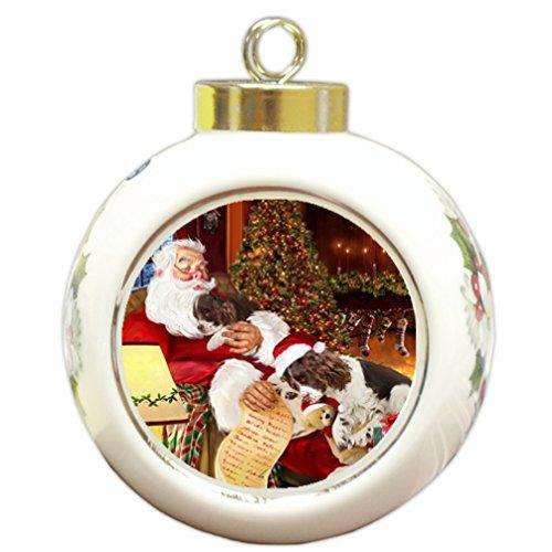 Happy Holidays with Santa Sleeping with Christmas English Springer Spaniel Dogs Holiday Ornament