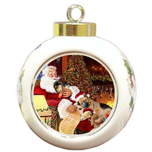 Happy Holidays with Santa Sleeping with Christmas German Shepherd Dogs Holiday Ornament