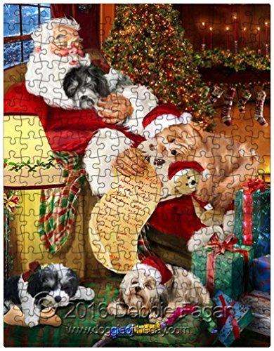 Happy Holidays with Santa Sleeping with Christmas Havanese Dogs 300 Pc. Puzzle with Photo Tin