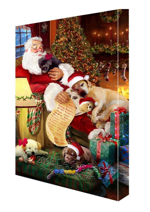 Happy Holidays with Santa Sleeping with Christmas Labrador Dogs Canvas