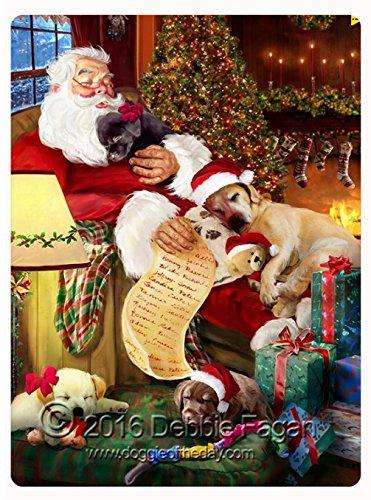 Happy Holidays with Santa Sleeping with Christmas Labrador Dogs Tempered Cutting Board