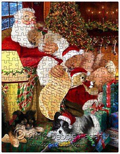 Happy Holidays with Santa Sleeping with Christmas Pomeranian Dogs 300 Pc. Puzzle with Photo Tin