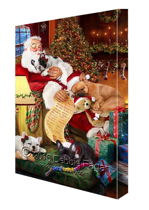 Happy Holidays with Santa Sleeping with French Bulldogs Christmas Canvas